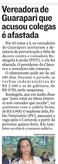 Vereadora de Guarapari que acusou colegas é afastada
