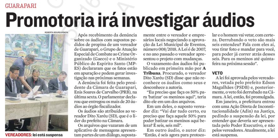 Promotoria irá investigar áudios