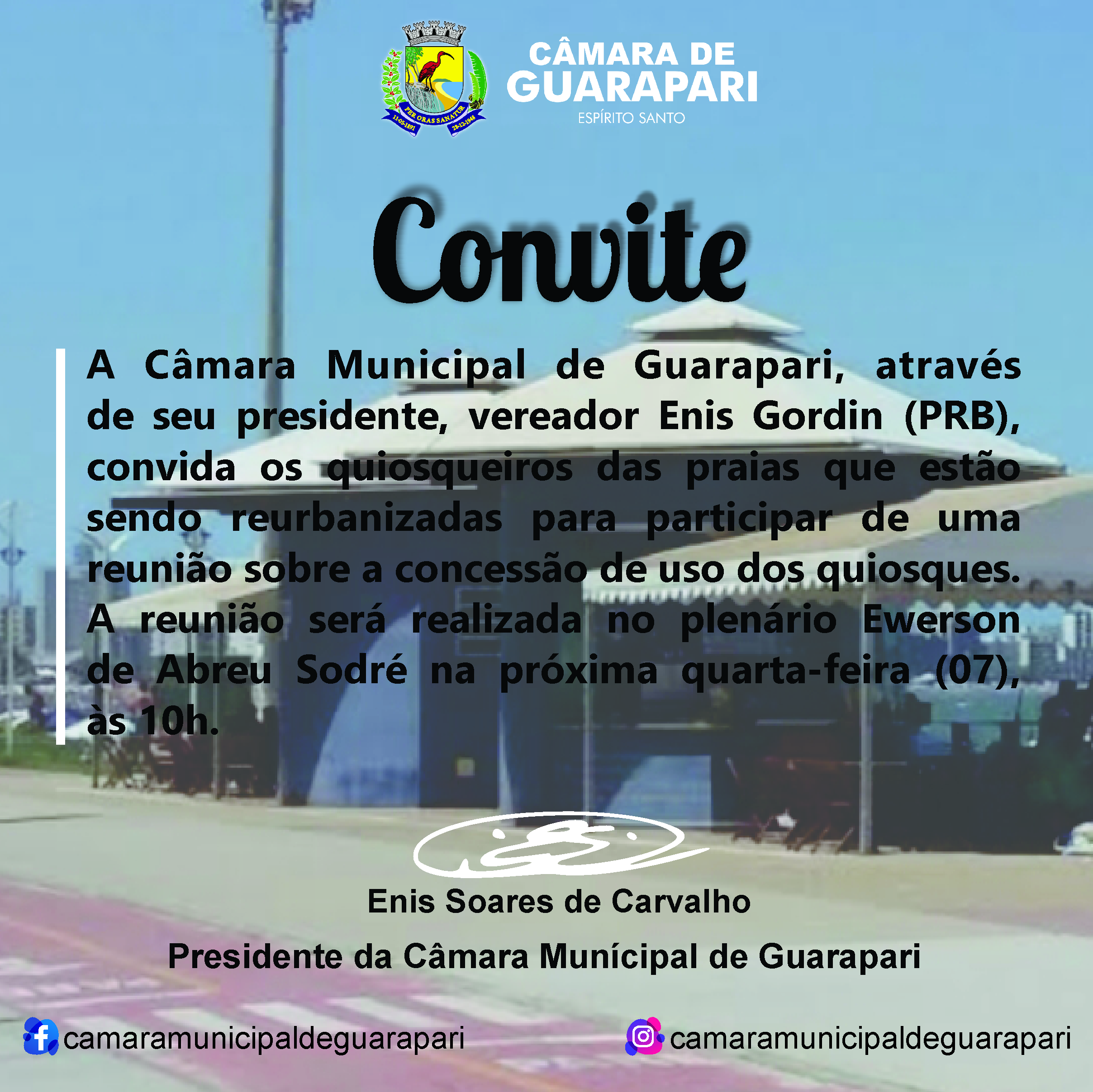Quiosqueiros são convidados a comparecer na Câmara de Guarapari